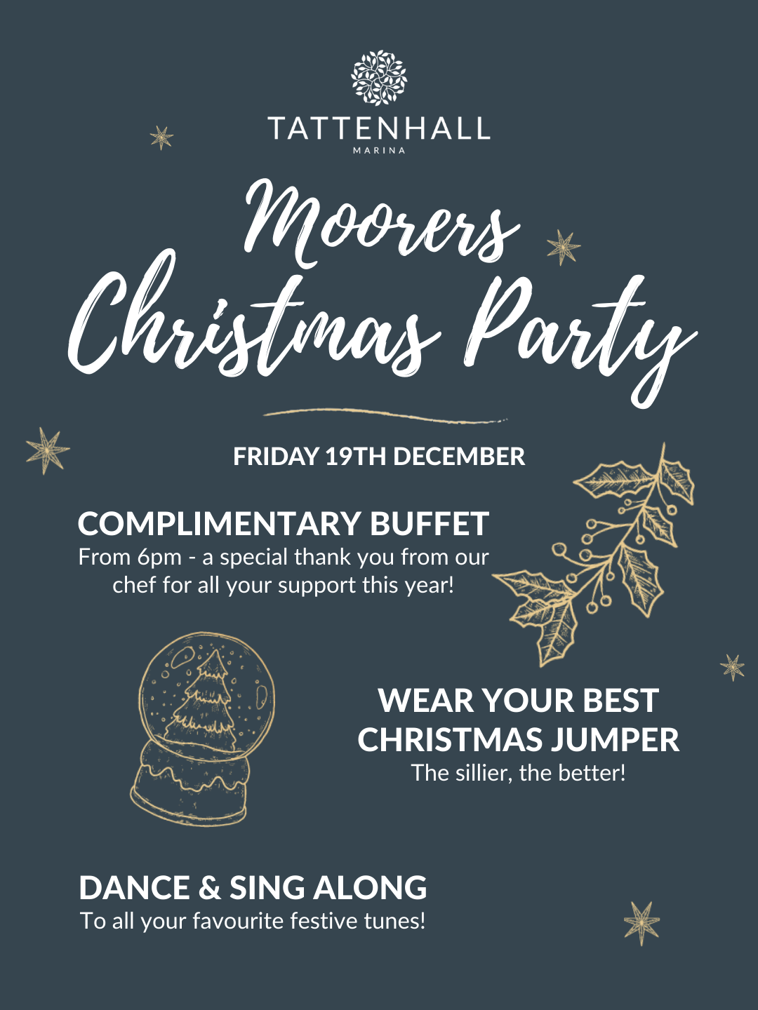 TH Moorers Christmas Party 2025 Poster Blue